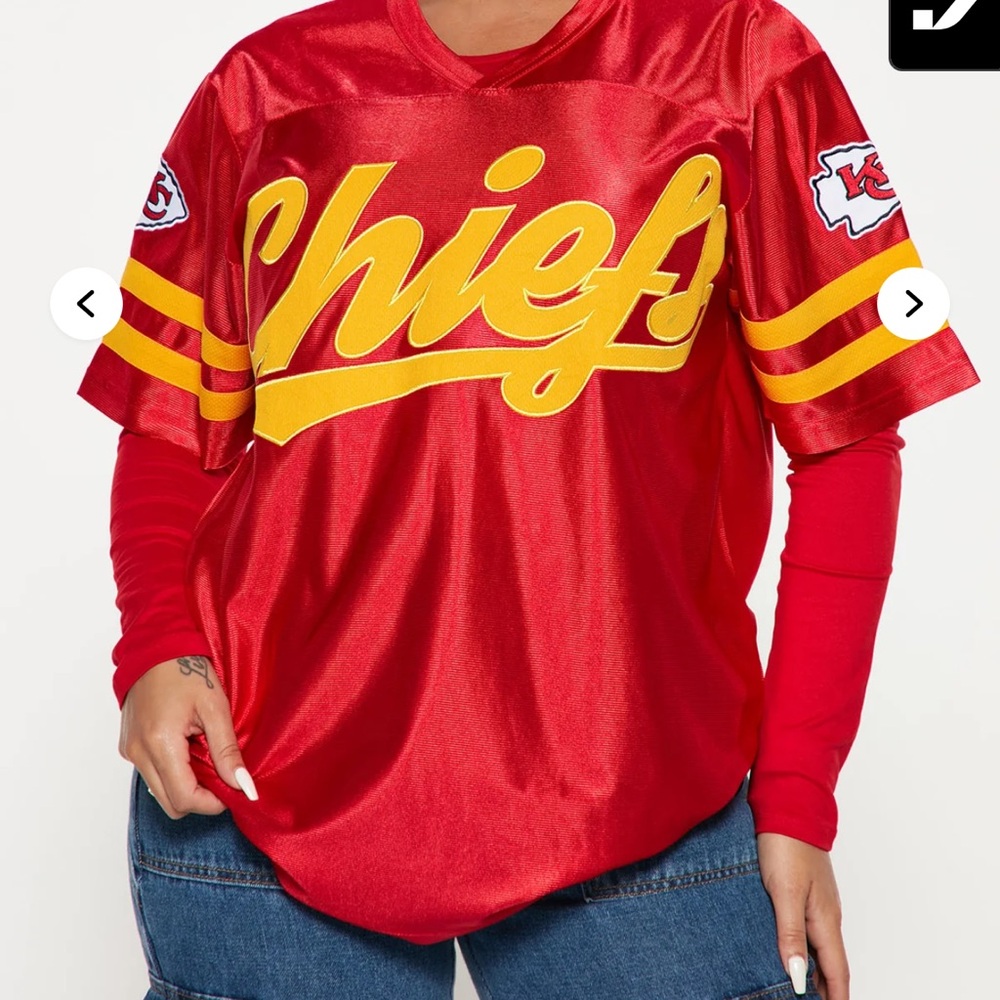 Fashion Nova Red and Yellow Chiefs Jersey